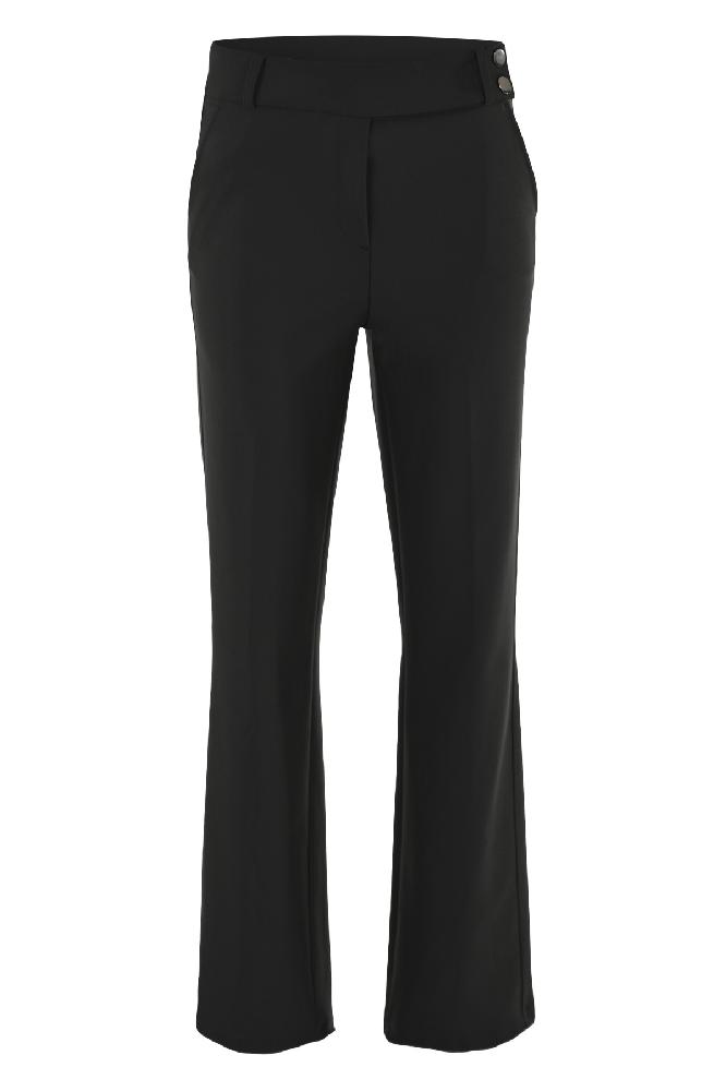 Chique broek met rechte pijpen, knoopsluiting band links. L34