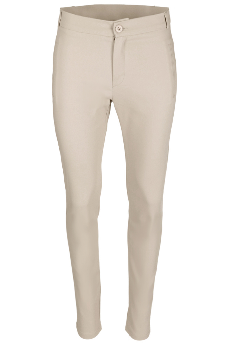 Basic chic en een extra skinny  broek voor een trendbewuste uitstraling. De voordelen van een chique polyamide kwaliteit zijn het hoge comfort en mooi afkledend. Perfecte pasvorm met fake paspelzakken voor  en achter en modellerende tailleband.