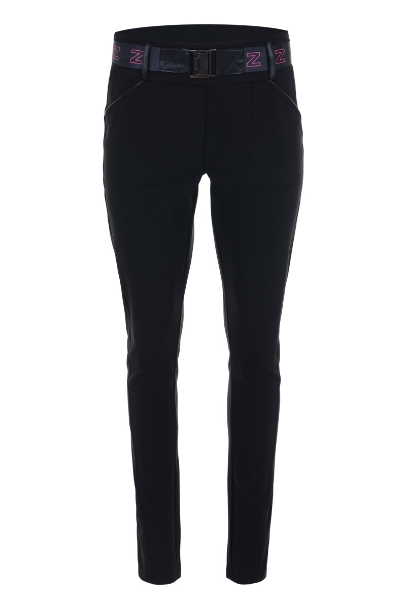 Sportieve chique broek in skinny fit met hoge tailleband inclusief elastisch ZIZO ceintuur. L32.