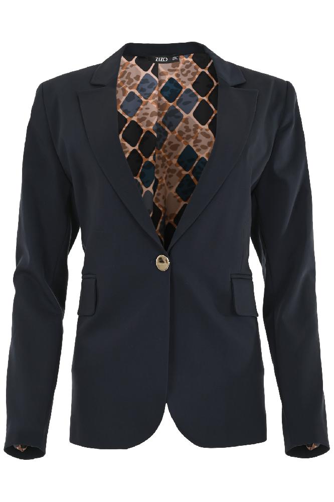 Getailleerde blazer met mooie print in de voering en gouden knopen