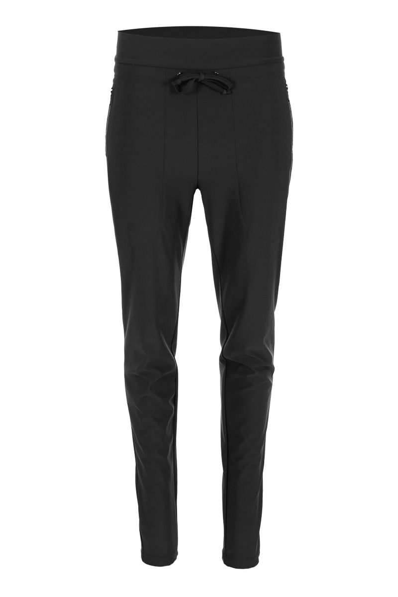 Comfy skinny met dubbele tailleband.