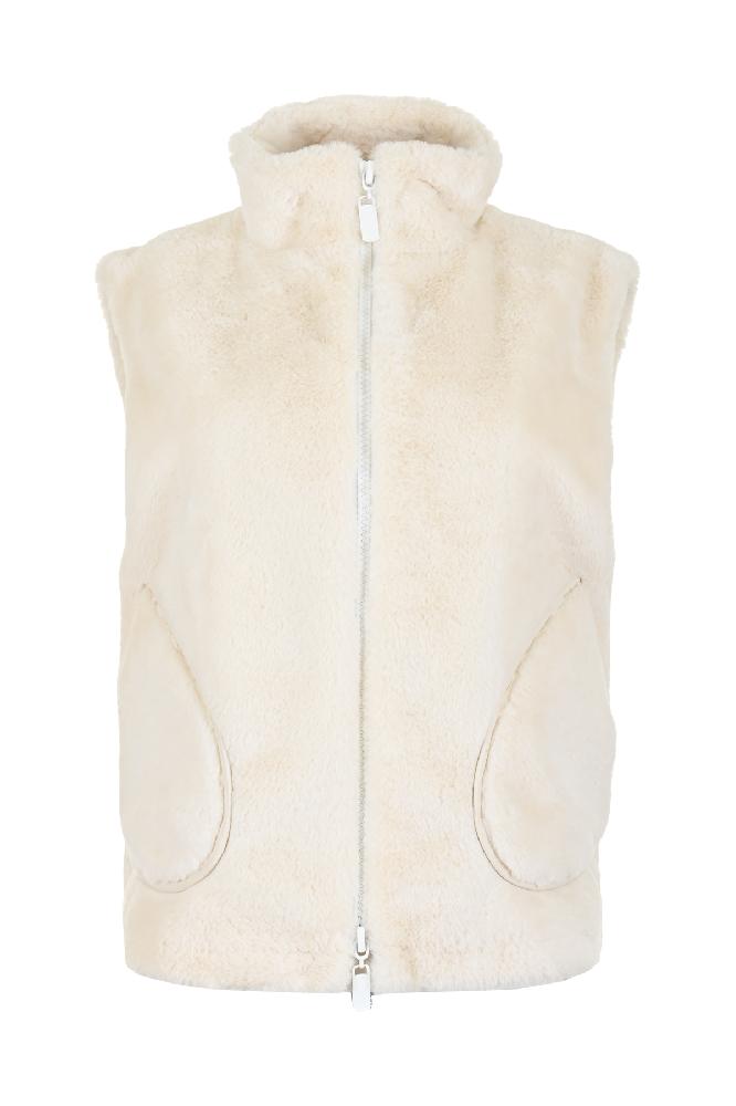 Laat jezelf omhullen in luxe met ons prachtige Kiki gilet met bontlook. Het gilet heeft een opstaande hals die niet alleen warmte biedt, maar ook een chic en eigentijds accent toevoegt aan je look.