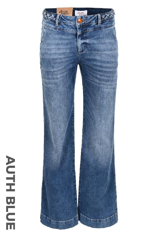 4-pocket V- seam, wide leg jeans. Front sidepockets and pencil pocket at the back.